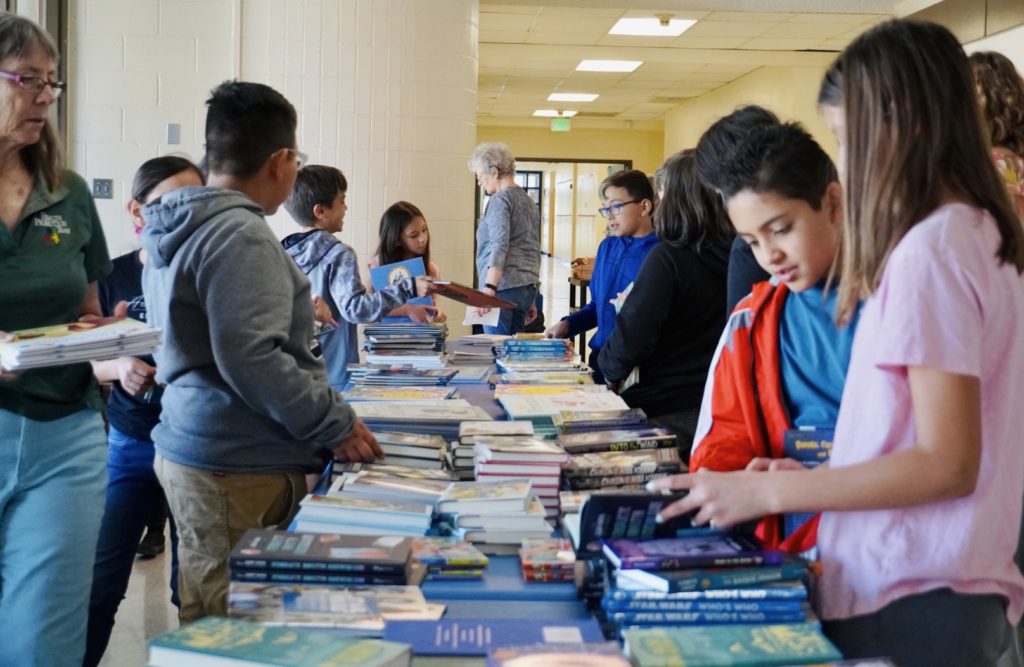 Children selecting books